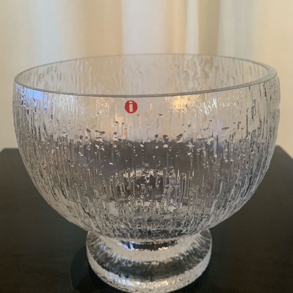 VINTAGE MID CENTURY MODERN Littala Finland “Kekkerit” glass footed bowl